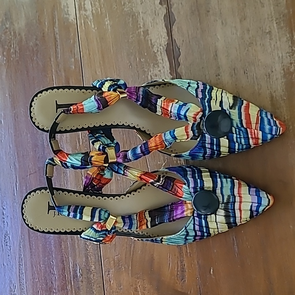 J. Renee sling back heels. Size 8 1/2. Multi colored.  Goes with everything!